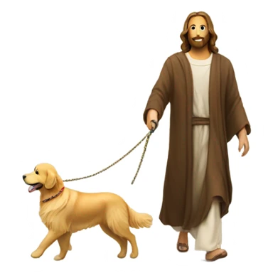 Jesus walking golden retriever  sticker