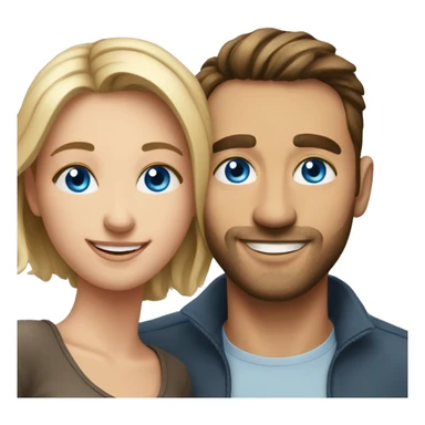smiling couple indoors portrait blue eyes on man  sticker