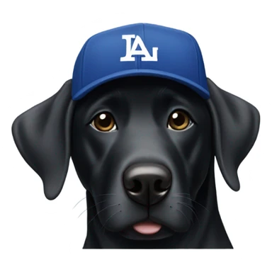 Black lab with dodger hat sticker