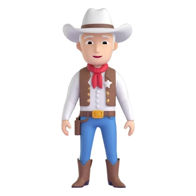 happy cowboy man with white skin and a white hat sticker