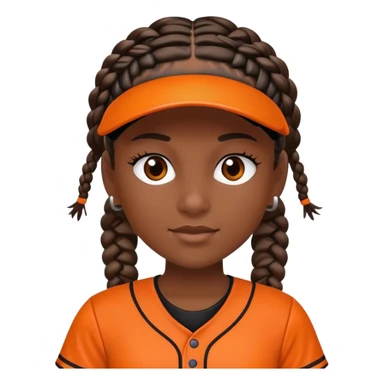 Softball player braids black hair black and orange kit sticker