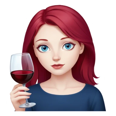 pale girl with blue eyes and wine red hair sticker