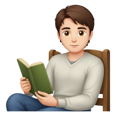 Brunet Hair Hazel Eyes man sitting criss cross ready for story time sticker