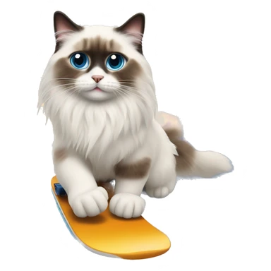 Ragdoll cat snowboarding  sticker