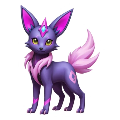 White and magenta pastel soft glossy smooth alloy divine holy legendary epic ethereal fantasy cyperpunk futuristic feral Manectric-Luxray-Umbreon-Espeon-Amaura-Electrike-fusion-creature  sticker