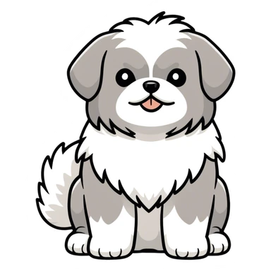 Shitzu dog white and gray sticker