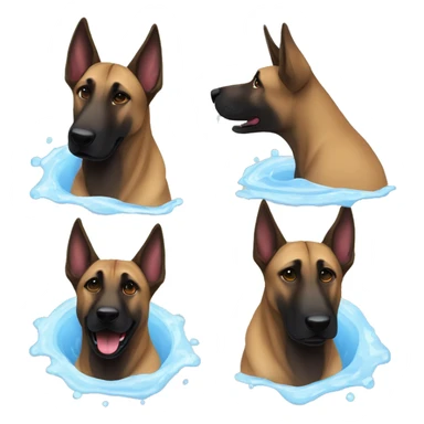 malinois qui prend son bain, sa douche sticker