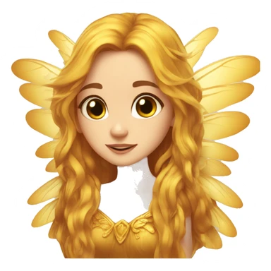 big wings, marigold, Beautiful, fairy, gold, brown, long hair sticker