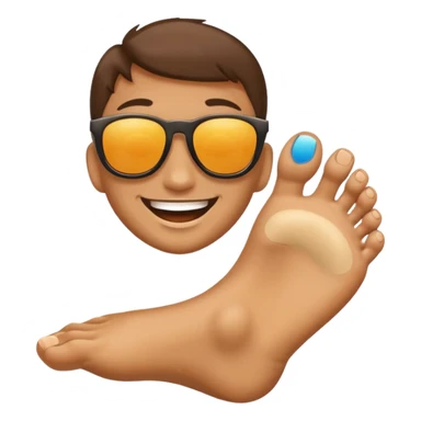 Foot with sunglasses and smile  sticker
