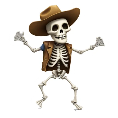 skeleton dancing with a cowboy hat sticker