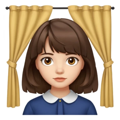 Girl with medium wavy/straight brown hair and curtain bangs  sticker