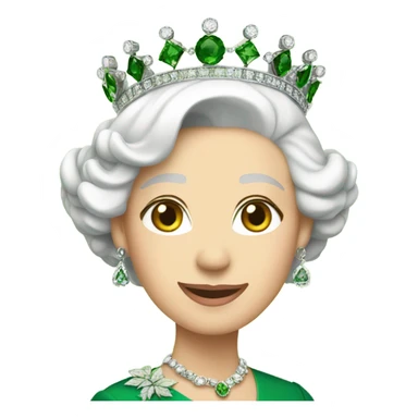 Queen Elizabeth wearing green chips, green leas sticker