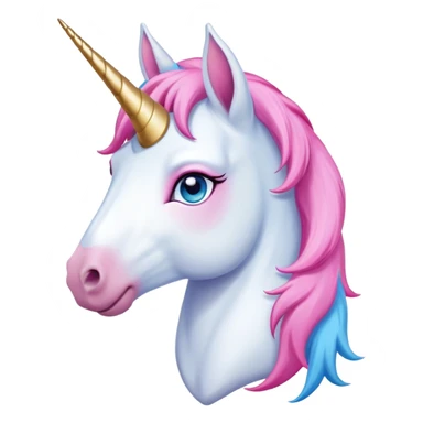 head of an anthropomorphised female unicorn horse, relaxed pose sticker