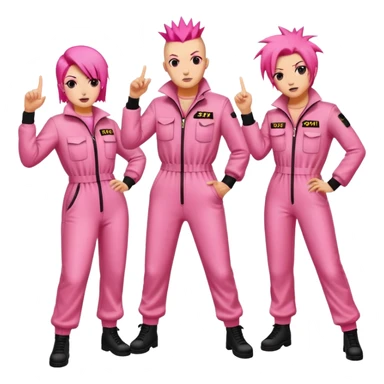 punk artists in pink jumpsuits protesting for spam meat is art sticker