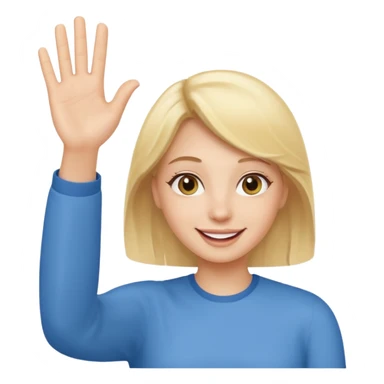 friendly person waving hello, cheerful expression, simple and clear design sticker