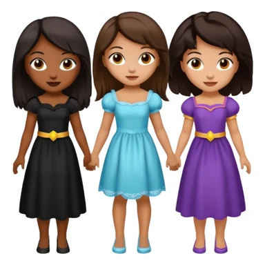 Three best girlfriends cute Halloween with dark brown hair. One African-American, one Asian, one Caucasian. sticker