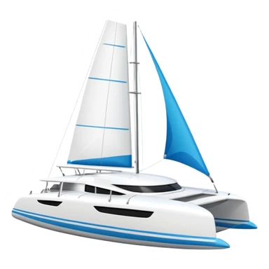A catamaran with a white background. No wording or lettering on the boat  sticker