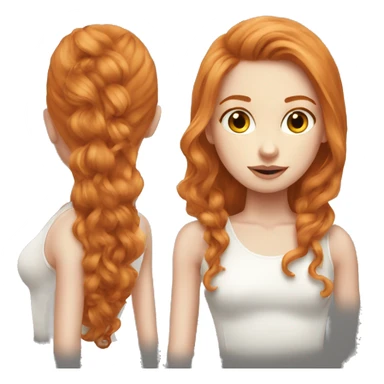 beautiful top model ginger girl long hair sticker