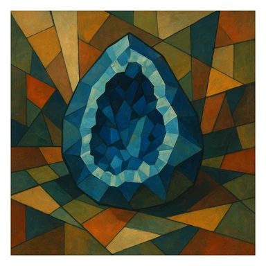 blue crystal geode, abstract art, bold shapes, expressive colors sticker