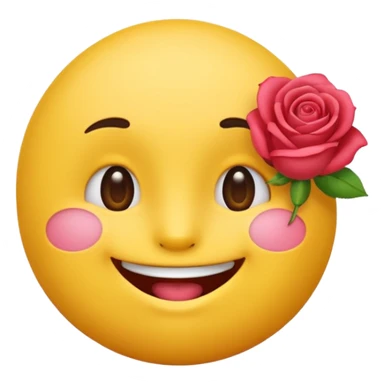 Simple emoji with a rose in his mouth sticker