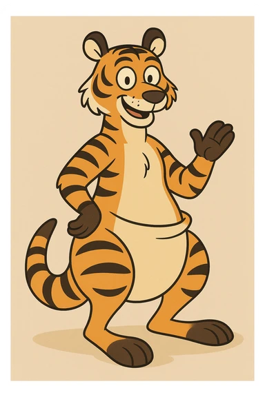 cartoon style tiger kangaroo hybrid sticker