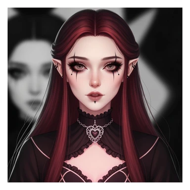 goth profile picture with a heart accent, cute, expressive, minimal, variation 2 sticker
