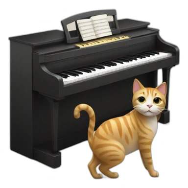 cat play piano sticker