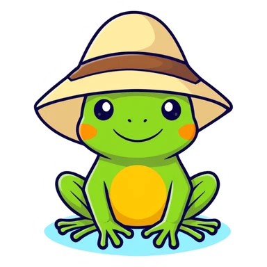 Frog wearing sun hat sticker