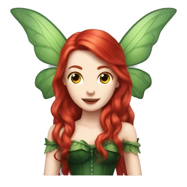 Fairy with long red hair pale skin deep green wings and green corset sticker