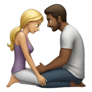 Woman on knees facing man sticker