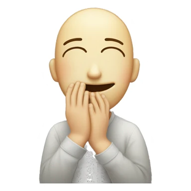 Light smile blushing face covering his face with his hands sticker