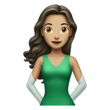 brunette woman with long hair ice skating in a green dress sticker