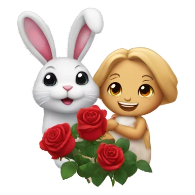 Cute rose and rabbit  sticker