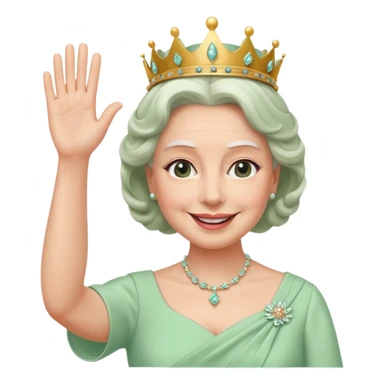 Queen Elizabeth waves in pastel green clothes sticker