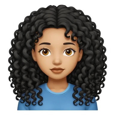 black girl with long curly black hair sticker