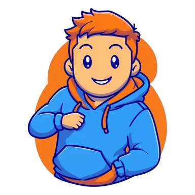 portrait of Mr. Beast, smiling, blue hoodie, energetic vibe sticker