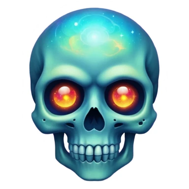 cosmic skull with glowing eyes and galaxy colors sticker