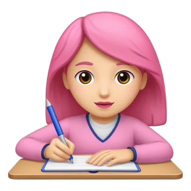 lapiz rosa escribiendo pensando sticker