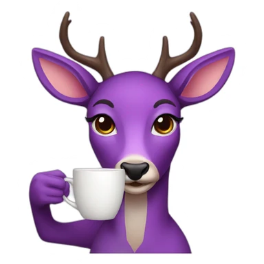 purple female deer drinking coffee sticker