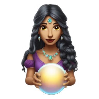 Gipsy Fortune teller with crystal ball looking into the camera sticker