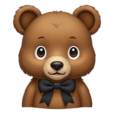 Bear with 2 black bows on the ears emojie sticker
