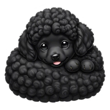 Meme-Worthy Cute Sleeping Black Poodle Portrait Emoji, Head resting peacefully with a contented smile, showcasing a delightfully elegant build and a luxuriously soft, curly jet-black Fur, eyes shut in a serene nap, Simplified yet hilariously adorable features, highly detailed, glowing with a soft, drowsy light, high shine, relaxed and utterly lovable, stylized with an air of playful laziness, bright and heartwarming, soft glowing outline, capturing the essence of a comically sleepy companion, so meme-worthy it feels like it could instantly become the next viral sensation of adorable slumber! sticker