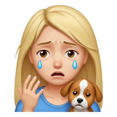 a very upset girl who lost her dog sticker