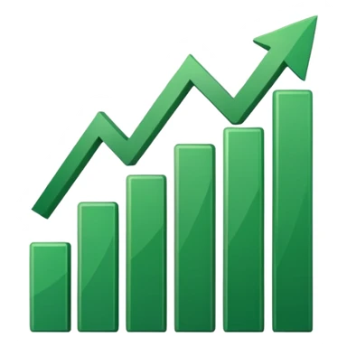 Create an emoji that shows a rising stock chart with a single upward arrow and a small company building symbol. sticker