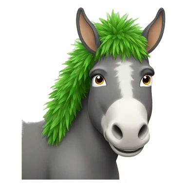 Donkey with green grass hair sticker