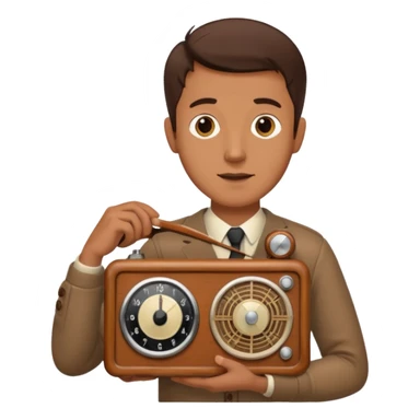 a vintage radio in the hands of a man  sticker