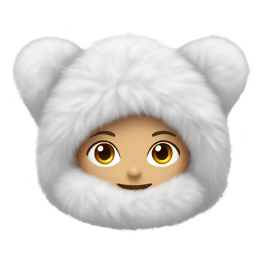 Girl in white big fluffy fur ear covers sticker
