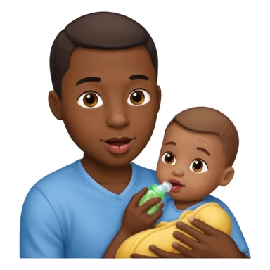Black male licking his lips. He is holding a baby in one hand and baby oil in the other sticker