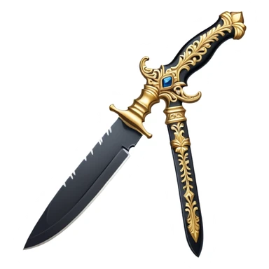 An ornate gilded knife with the blade made of obsidin sticker