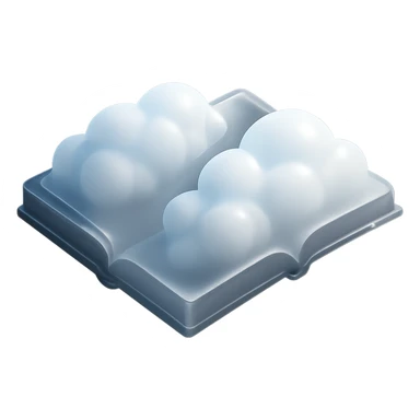open book from above, each page is a separate cloud, very bright white, fluffy, convex, matte glass style sticker